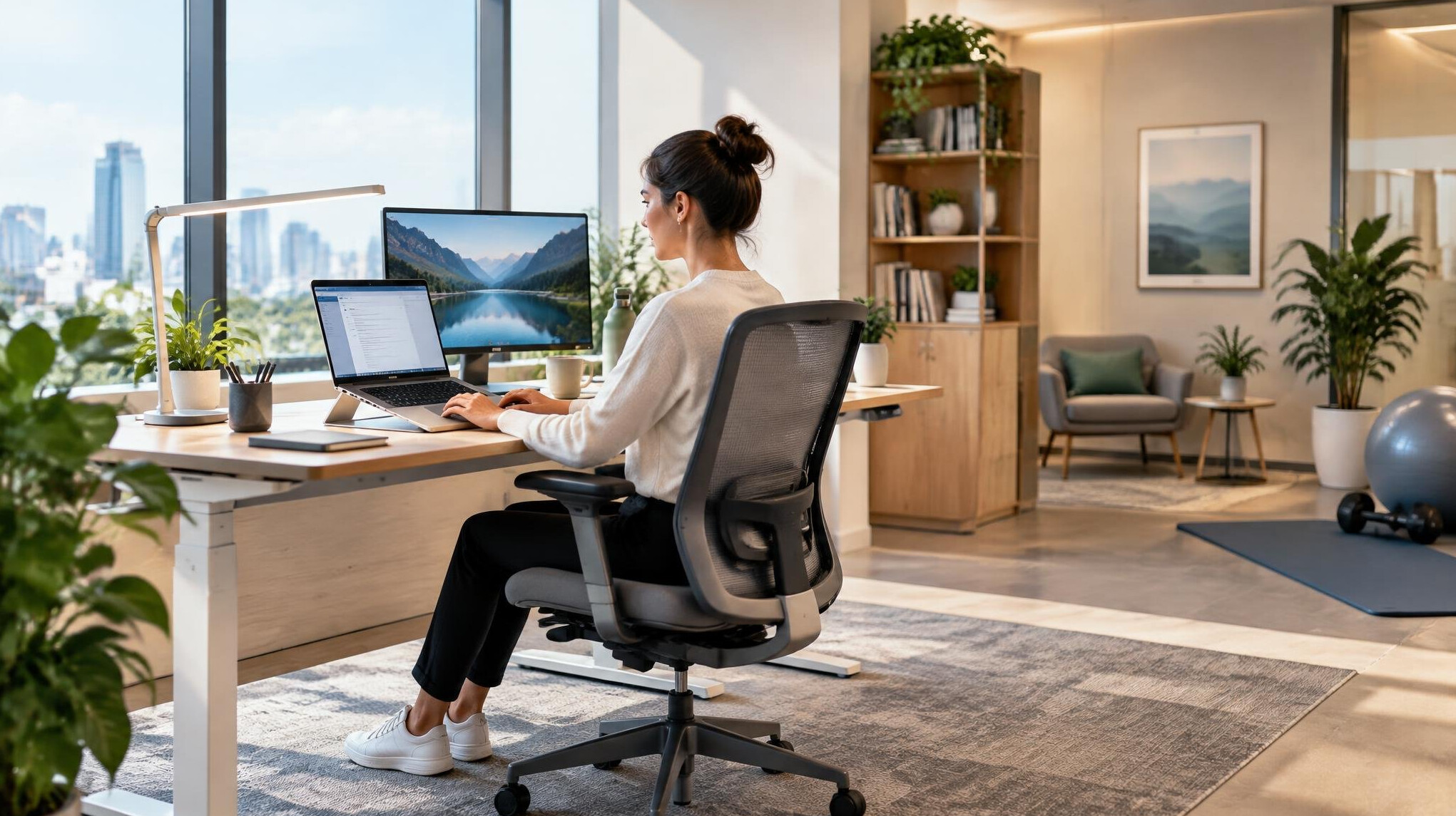 modern ergonomic office setup